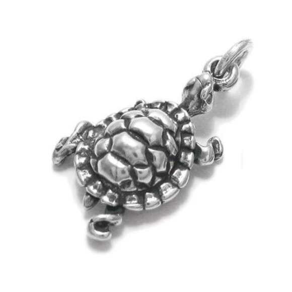 TURTLE CHARM IN 3D. STERLING SILVER - Picture 1 of 2